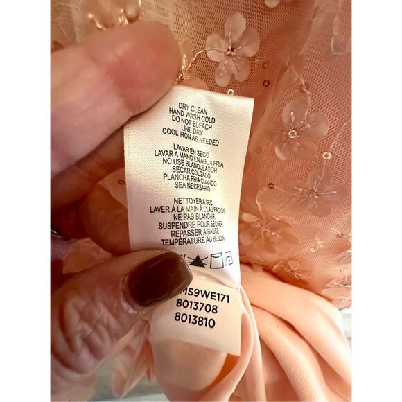 NWT Tahari ASL Women's Peach Floral Lace Overlay Dress.  Size 16 - Picture 11 of 11